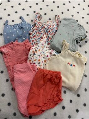 Assorted Baby Girls Summer Bodysuits & Tops - Floral & Pastel Colors - BUNDLE